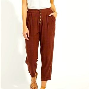 Gentle Fawn Rally Linen Pant in Mahogany NWT